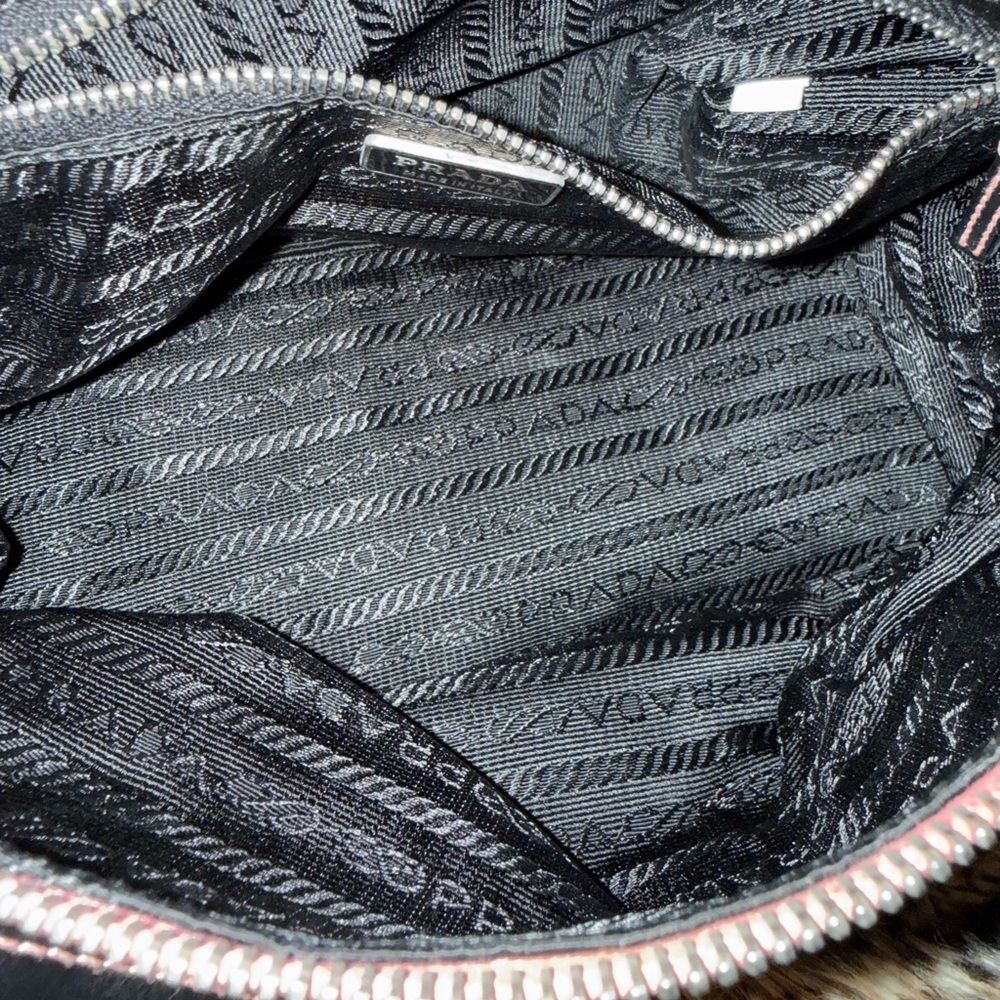 Prada Vintage Pink Nylon Bag Trimmed in Black Leather Used - Picture 3 of 16